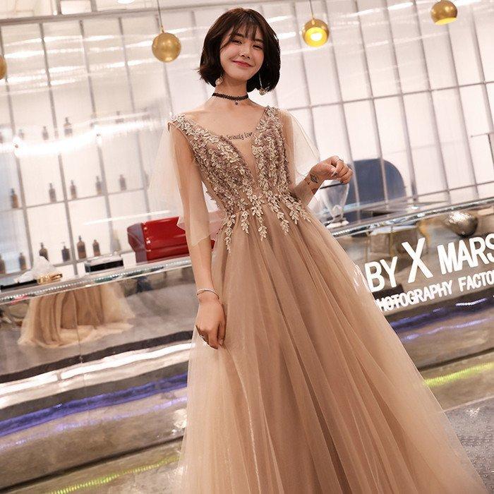 演奏会用ドレス 半袖 カラードレス ロングドレス パーティードレス ウェディングドレス 発表会 結婚式 ピアノ 二次会 ドレス 前撮り 結婚式 花嫁 コンサート_4