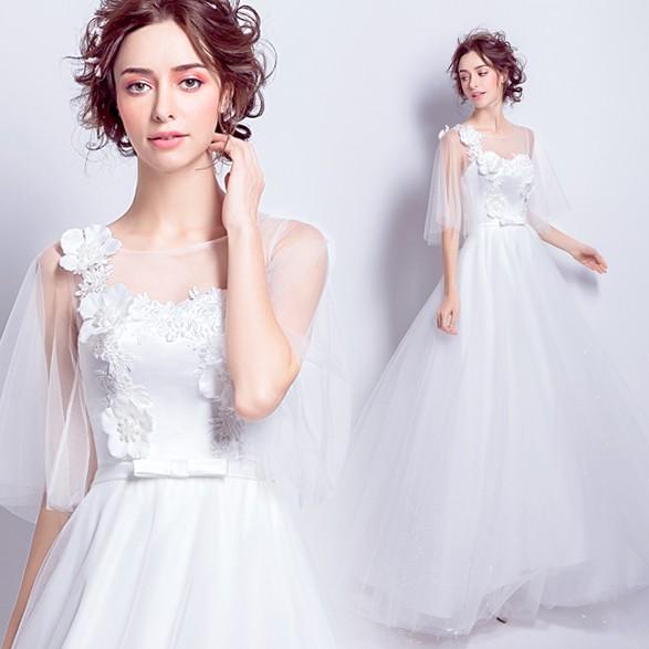 ウエディングドレス Aラインドレス 二次会 ロングドレス 花嫁 パーティードレス 結婚式 安い 披露宴 ウェディングドレス エンパイア 花 サッシュリボン Azhs008 ミットスウィーティー 通販 Yahoo ショッピング