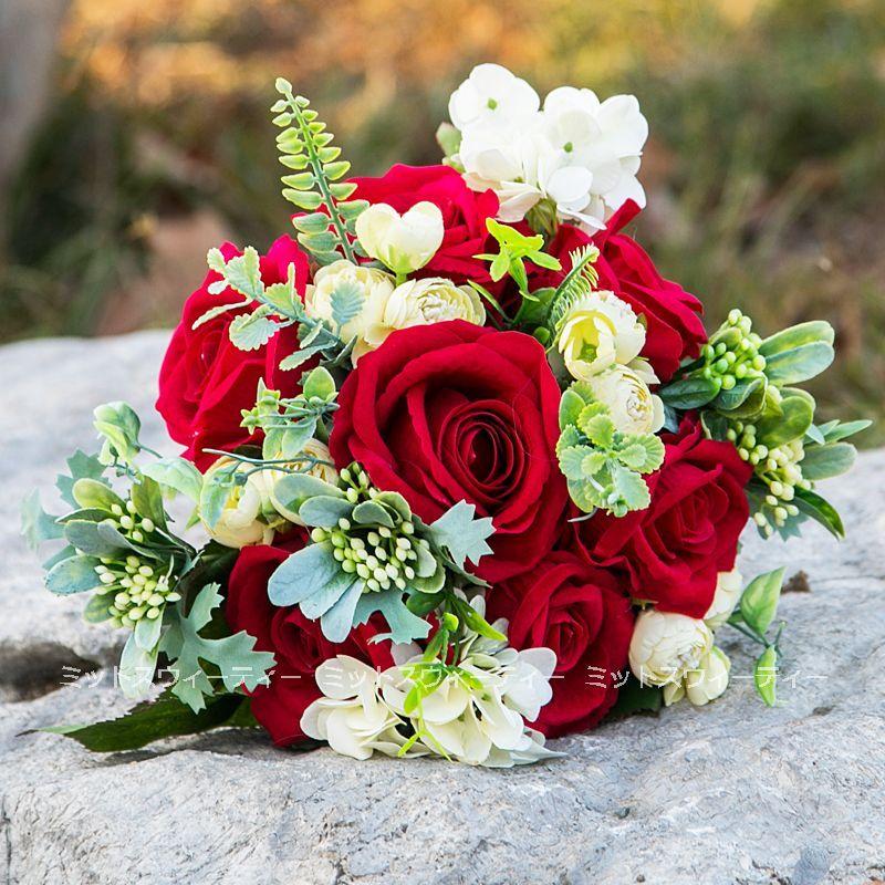ウエディングブーケ 安い 12色 レッド 二次会 結婚式 ローズ 造花 ウェディング用 挙式 花嫁 ブーケ ブライダルブーケ バラ 披露宴 高級造花 Bk104 ミットスウィーティー 通販 Yahoo ショッピング