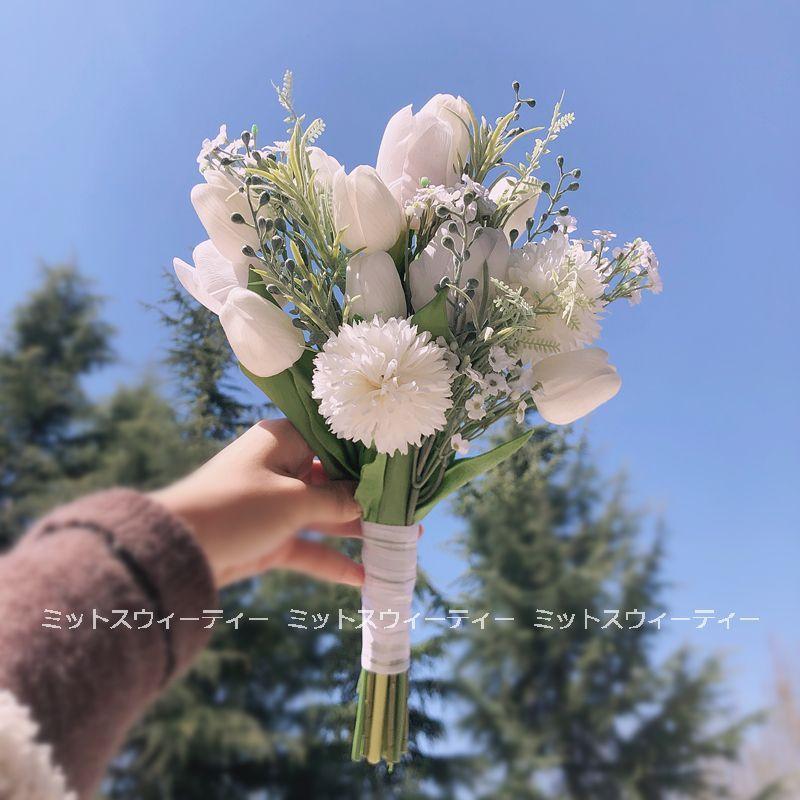 ウエディングブーケ 二次会 6タイプ カラーの花 結婚式 ウェディングブーケ 花嫁 挙式 披露宴 ウェディング用 造花 ブライダルブーケ ホワイト Bk143 ミットスウィーティー 通販 Yahoo ショッピング