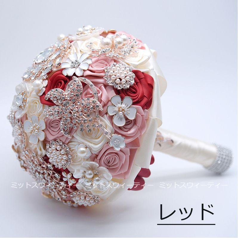 ウエディングブーケ 二次会 ピンク レッド 結婚式 ウェディングブーケ 