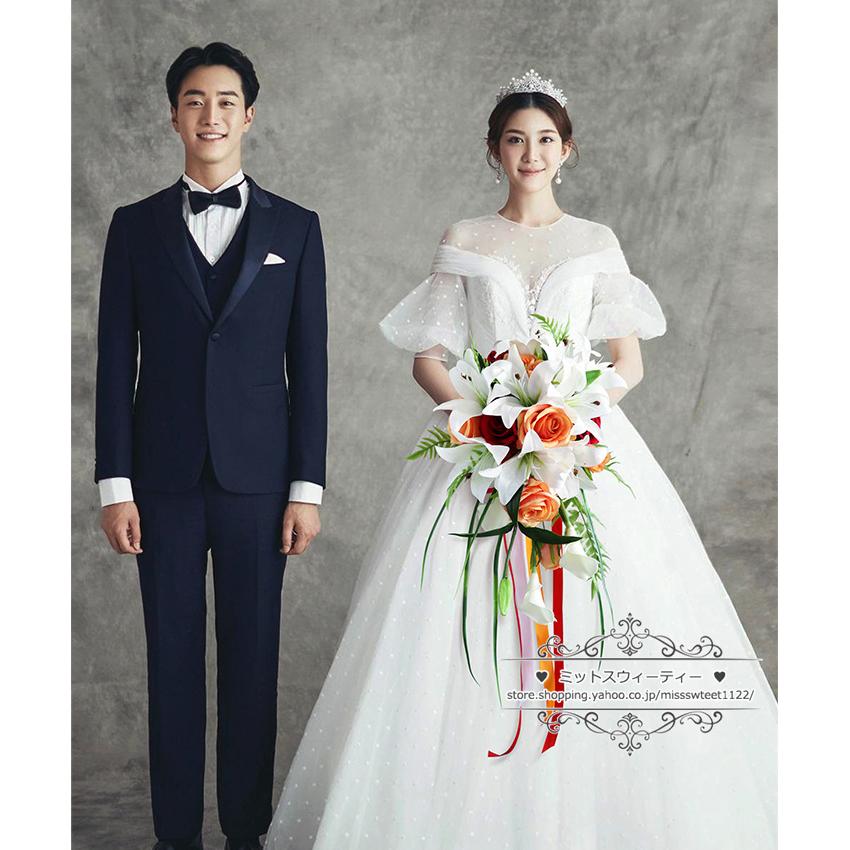 ウエディングブーケ キャスケードブーケ 結婚式 ブーケ ユリ ウエディングブーケ キャスケードブーケ 結婚式 ブーケ ユリ