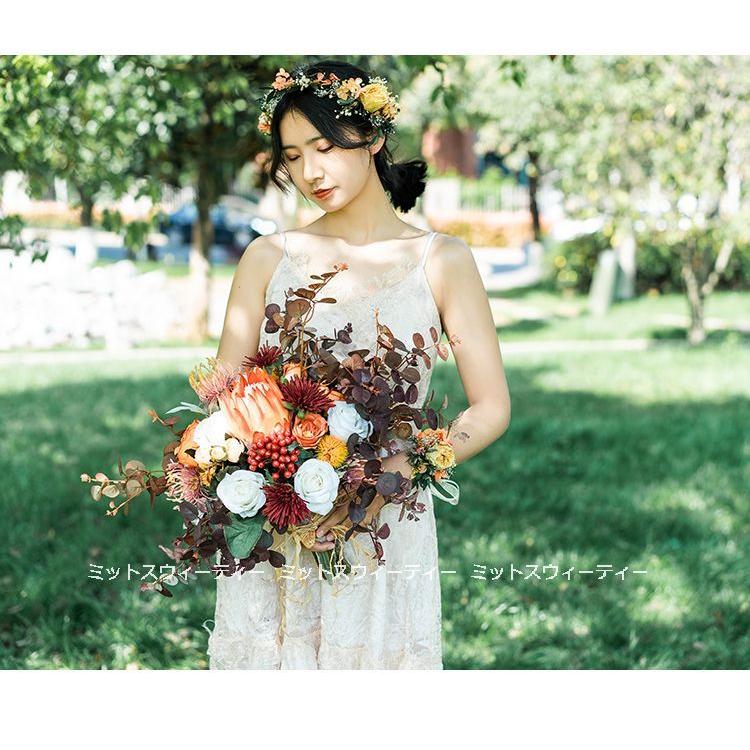 ウエディングブーケ 二次会 結婚式 ウェディングブーケ アレンジメント 披露宴 ウェディング用 造花 ブライダルブーケ 手作り バラ 菊 インテリア 枯れない Bk26 ミットスウィーティー 通販 Yahoo ショッピング