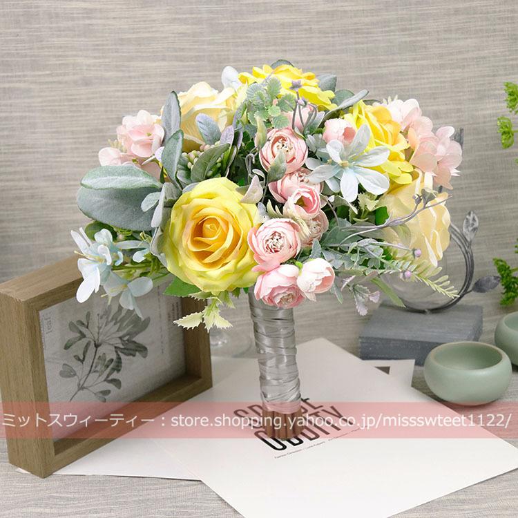 7色 ウエディングブーケ 造花 結婚式 二次会 披露宴 ブライダルブーケ