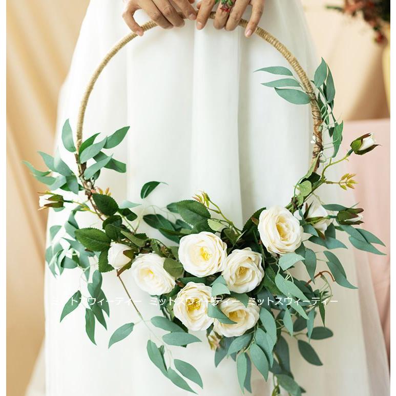 ウエディングブーケ 二次会 結婚式 ウェディングブーケ 花嫁 リースブーケ 披露宴 造花 ブライダルブーケ バラ リーフ 前撮り 永遠の輪 上品  :bk31:ミットスウィーティー - 通販 - Yahoo!ショッピング