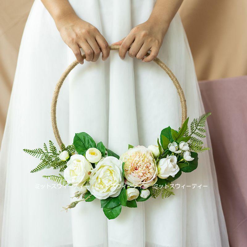 リースブーケ ウエディングブーケ 二次会 ホワイト ピンク パープル レッド 結婚式 ウェディング 前撮り 花嫁 可愛い持ち方 披露宴 ブライダル Bk33 ミットスウィーティー 通販 Yahoo ショッピング