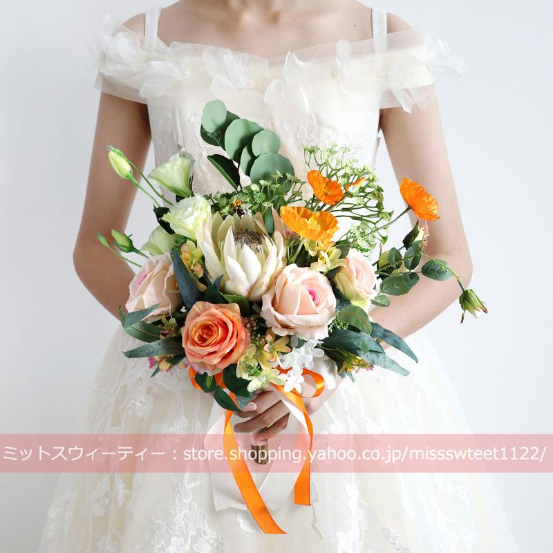 アーティフィシャルフラワー 結婚式 前撮り ウェディングブーケ 造花 花束-