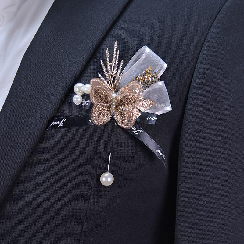 カズ　ブローチブーケ　ブートニア ブートニア ブローチ 二次会 結婚式 ウェディング 花嫁 新郎 花婿