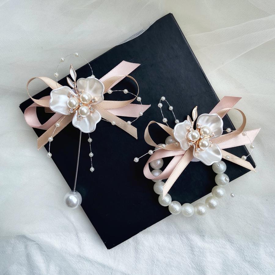 ウェディングブーケ（コサージュセット） ブートニア リストブーケ ブローチ コサージュ 二次会 結婚式