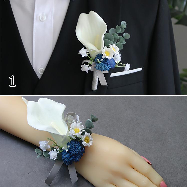 【まとめ買い】ブーケ二点、ブートニア二点 ブートニア リストブーケ 二次会 結婚式 ウェディング 花嫁 新郎 花婿