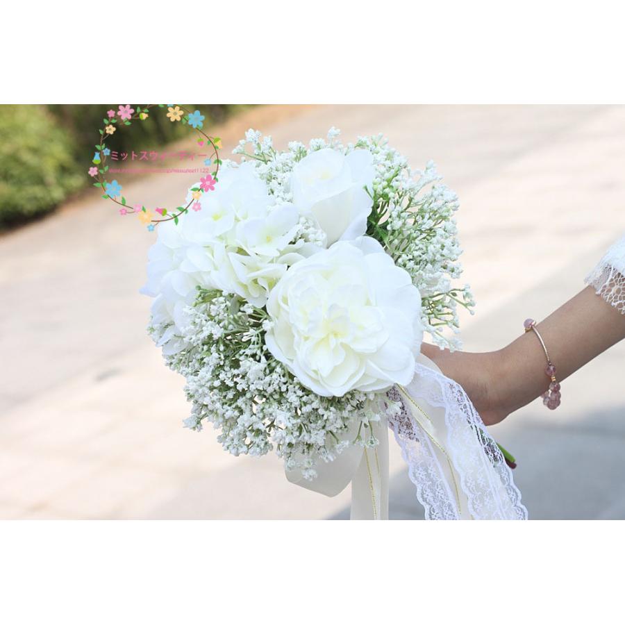 ウエディングブーケ 花束 安い 結婚式 ローズ カスミソウ 造花 花嫁 ブーケ ウェディング用 アレンジメント ブライダルブーケ 手作 教会 披露宴 かすみ草 Bk4 ミットスウィーティー 通販 Yahoo ショッピング