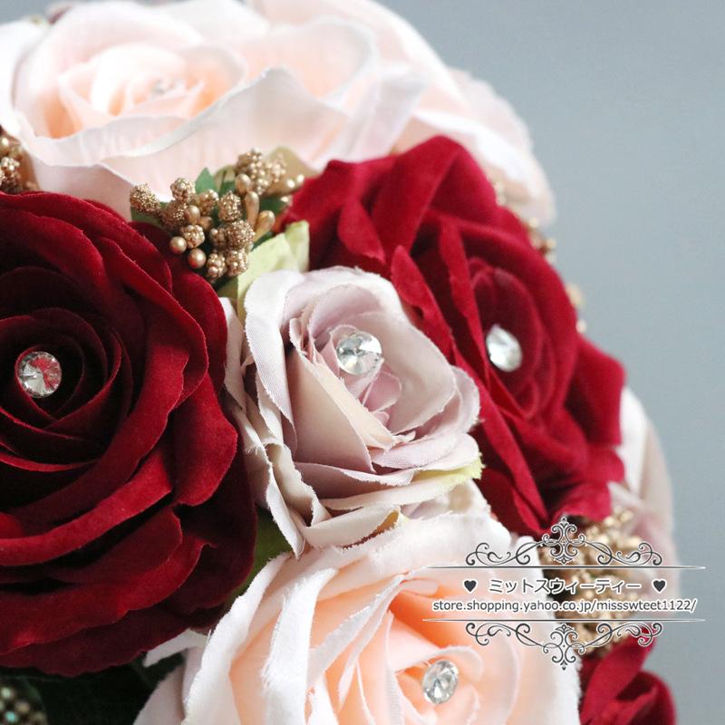 ブライダルブーケ ラウンドブーケ ワインレッド ウエディングブーケ