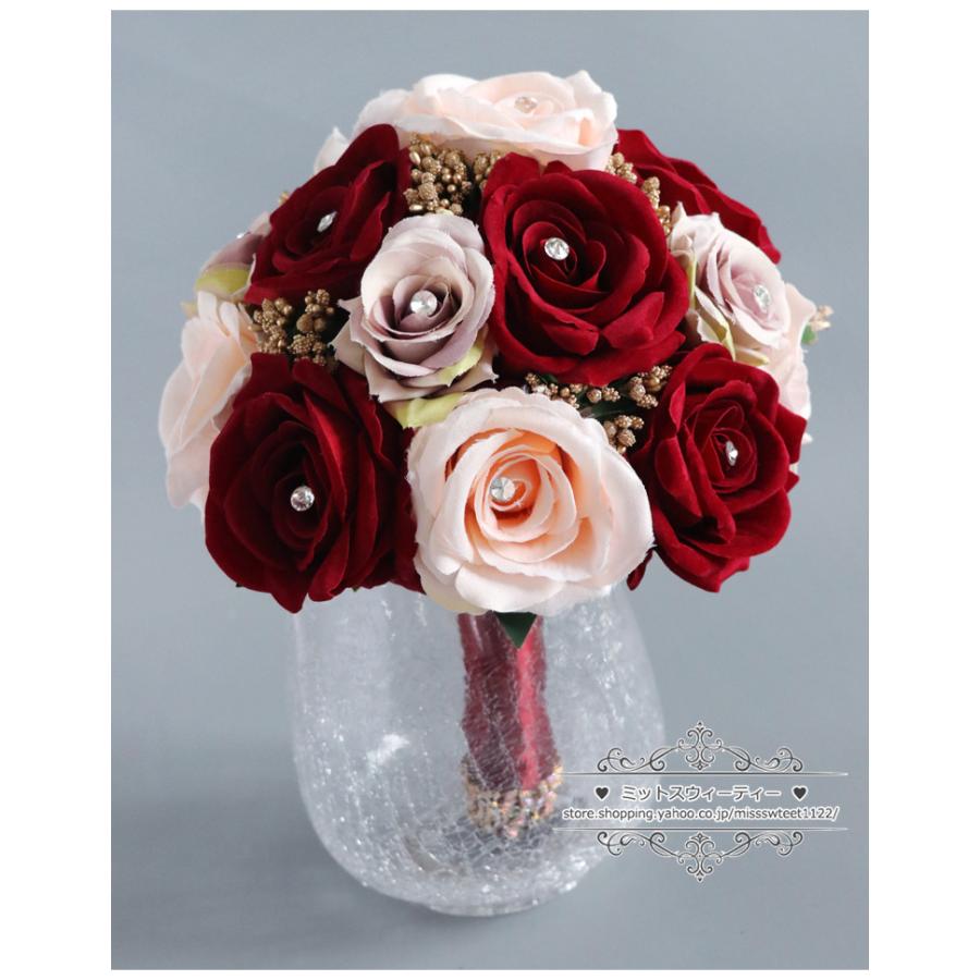 ブライダルブーケ ラウンドブーケ ワインレッド ウエディングブーケ