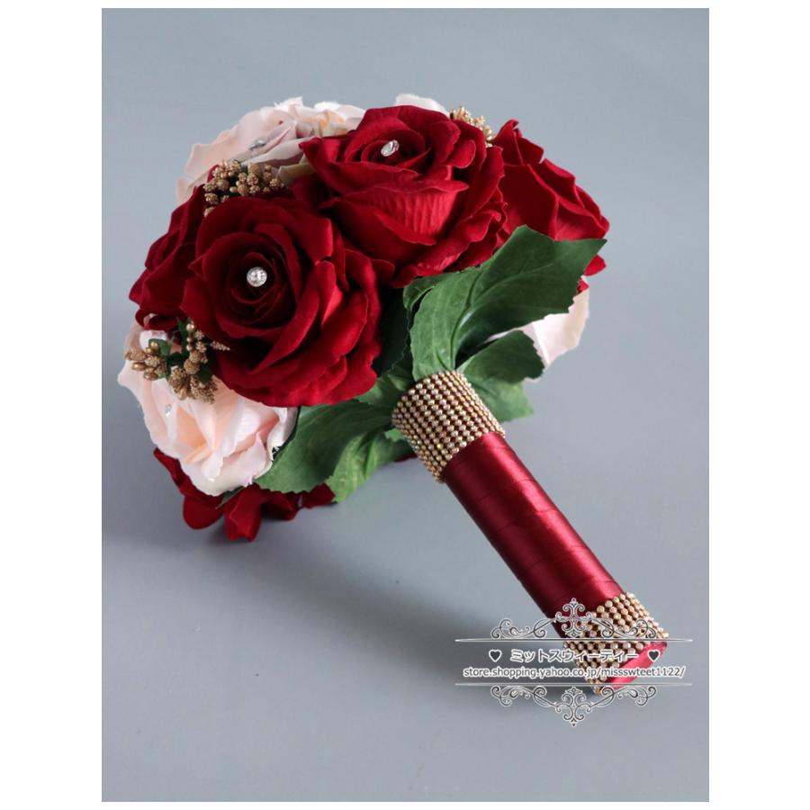 ブライダルブーケ ラウンドブーケ ワインレッド ウエディングブーケ