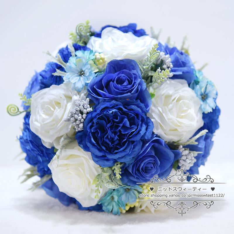 上質 ブライダルブーケ ラウンドブーケ ブルー 青 ウエディングブーケ ウェディング 花嫁 造花 結婚式 二次会 披露宴 海外挙式 前撮り 欧米風 アートフラワー Heartlandgolfpark Com