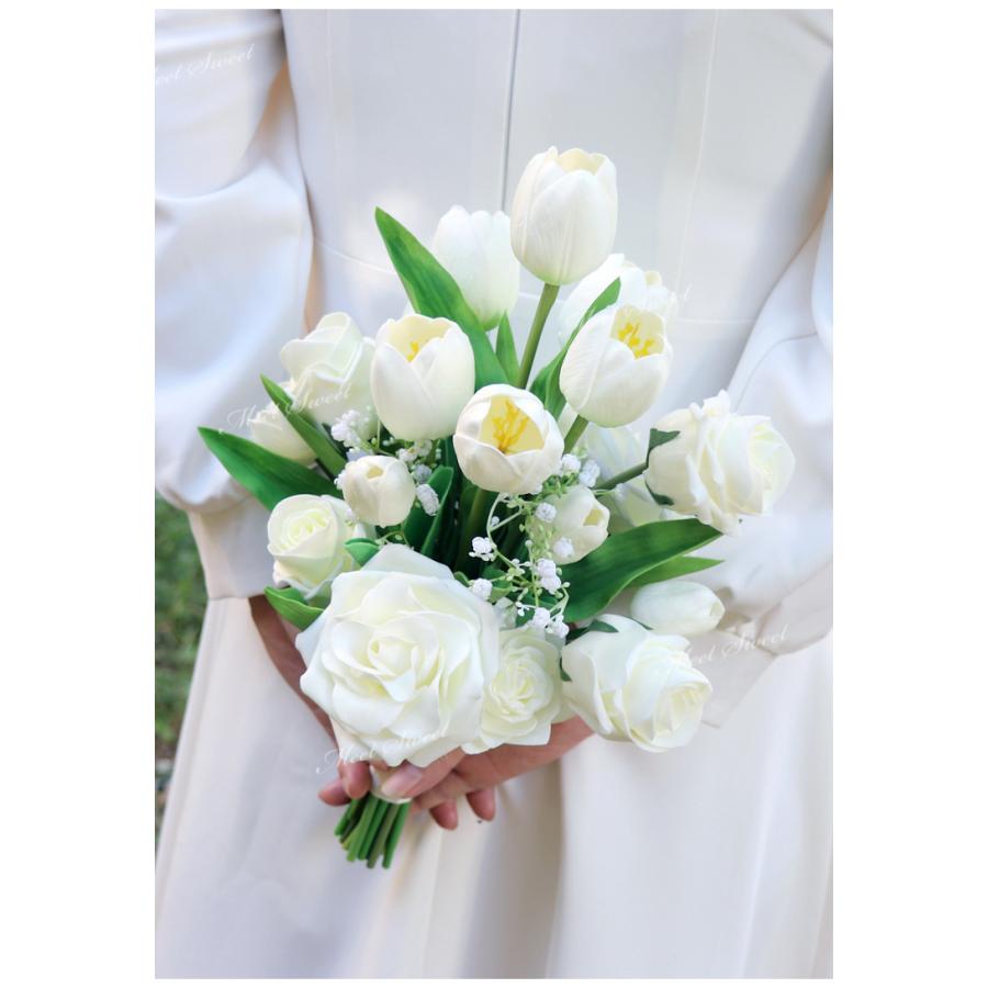 ブーケ 造花 ウェディングブーケ ブライダルブーケ チューリップ