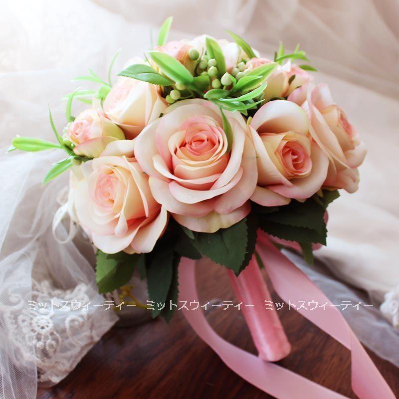 ウエディングブーケ 二次会 ピンク フォトウェディング 結婚式 ブーケ 花嫁 ウェディングブーケ 披露宴 ウェディング用 ローズ 造花 ブライダルブーケ Bk72 ミットスウィーティー 通販 Yahoo ショッピング