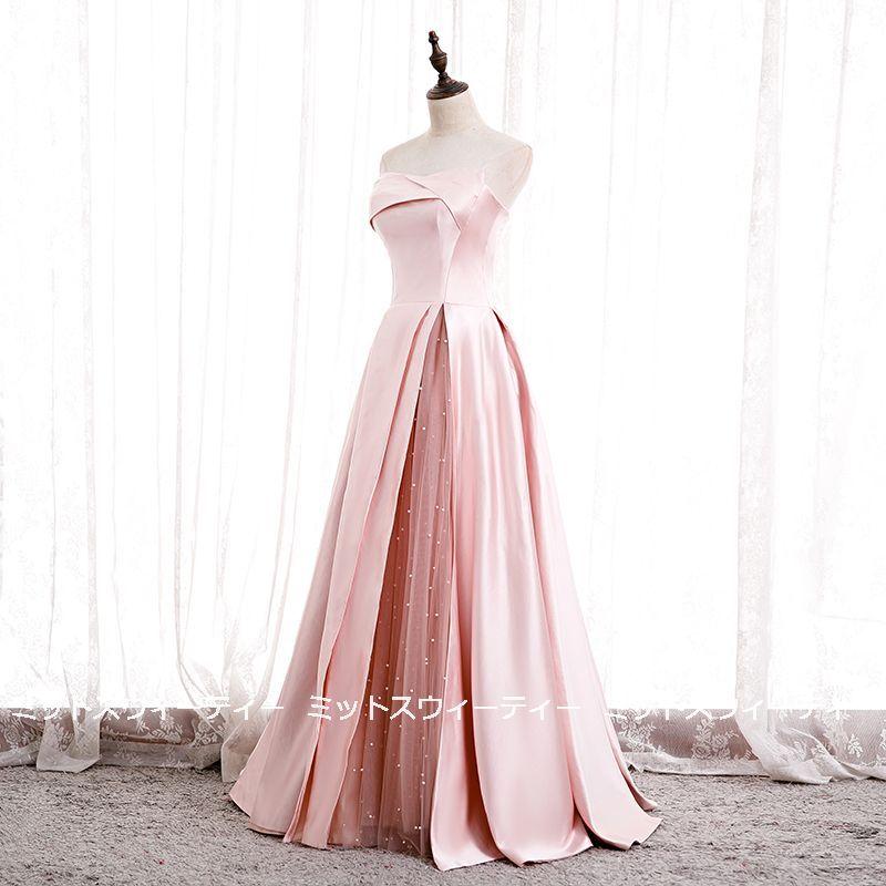 カラードレス ロングドレス 演奏会用ドレス Aライン 発表会 パーティ