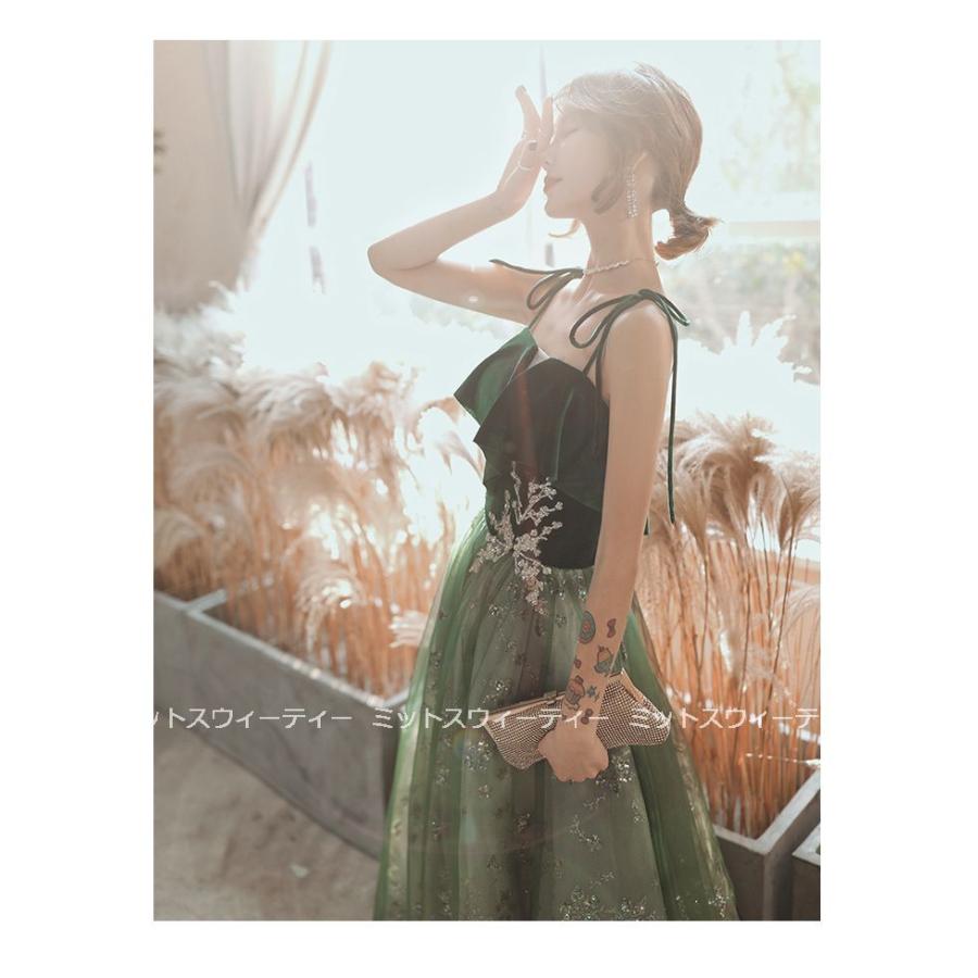 カラードレス ロングドレス 演奏会 Aラインドレス 発表会 パーティ