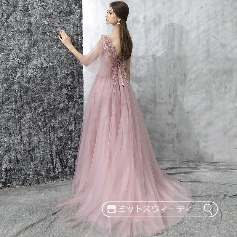 ピンクチュールドレス　ウエディングドレス　結婚式二次会ドレス missswteet1122_cd5662