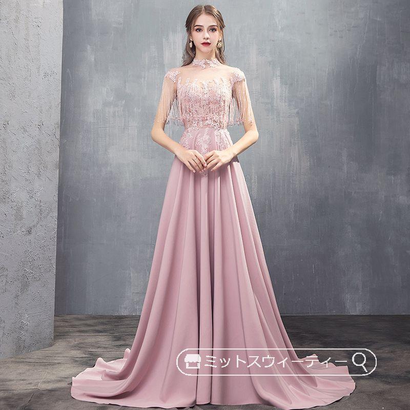 カラードレス グレー レッド ピンク 二次会 結婚式 パーティードレス