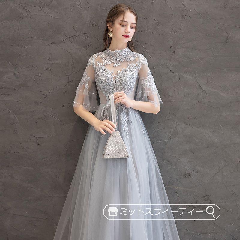 カラードレス Aラインドレス 二次会 結婚式 イブニングドレス