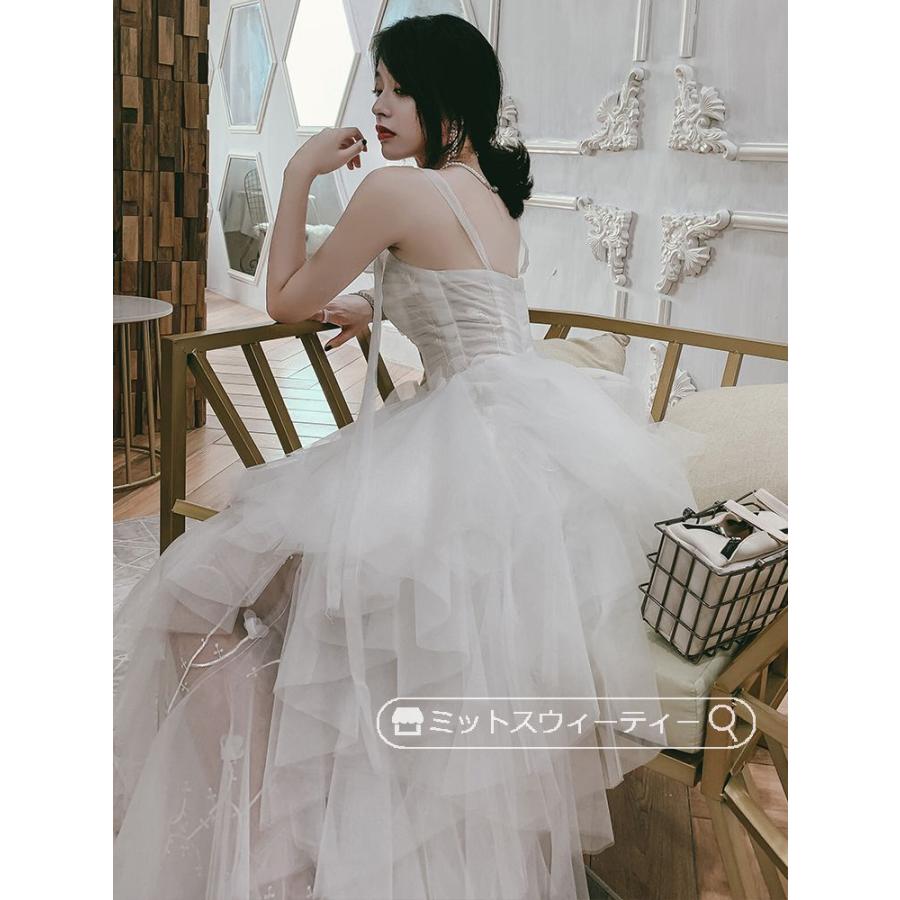 カラードレス ウエディングドレス ホワイト アシンメトリー パーティー