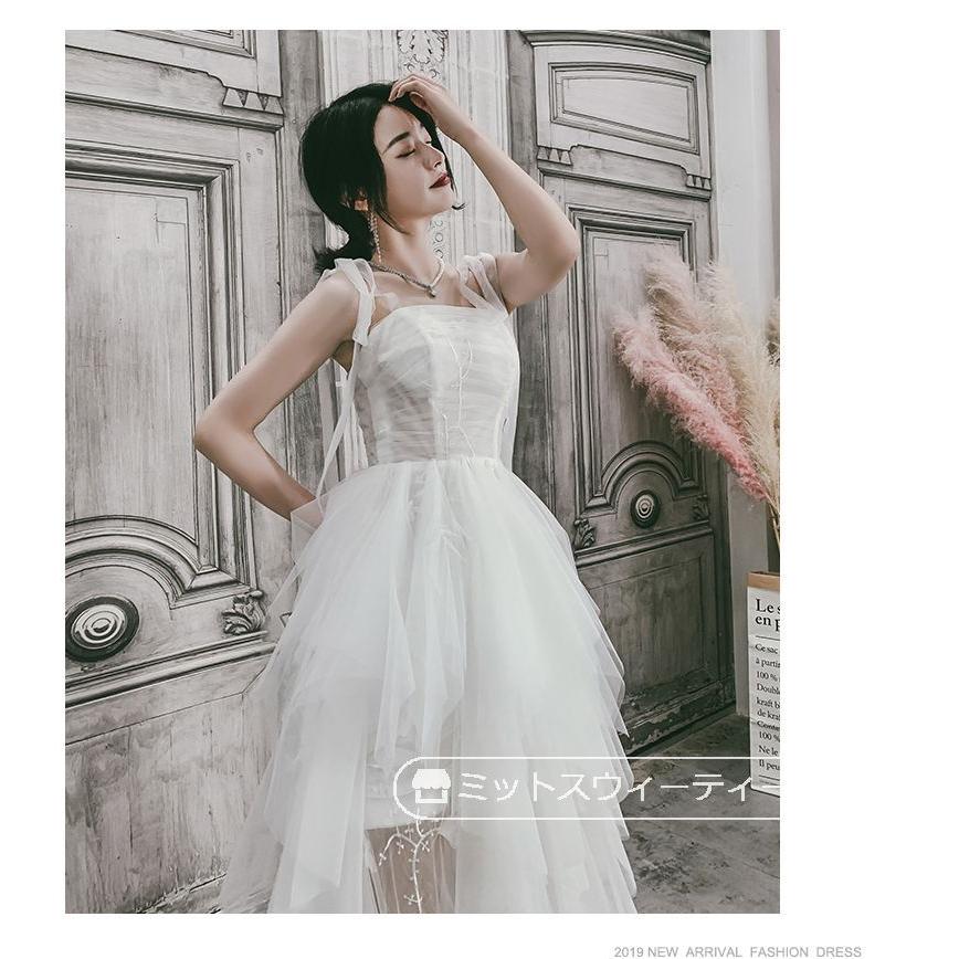 カラードレス ウエディングドレス ホワイト アシンメトリー パーティー