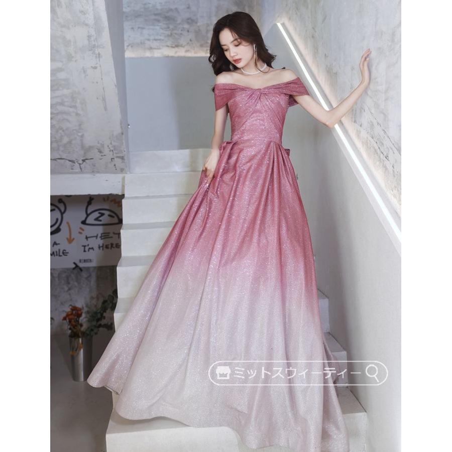 パーティードレス カラードレス オフショルダー ピンク 結婚式 パーティードレス カラードレス オフショルダー ピンク 結婚式