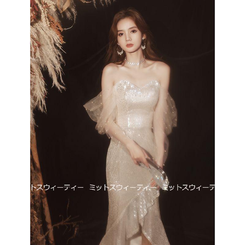 カラードレス 演奏会 シャンパン ブラック 発表会 マーメイドスカート  