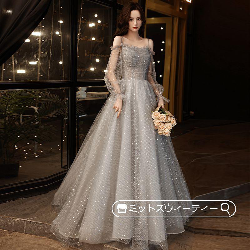 カラードレス 演奏会用ドレス 発表会 グレー イブニングドレス カラードレス 演奏会用ドレス 発表会 グレー イブニングドレス
