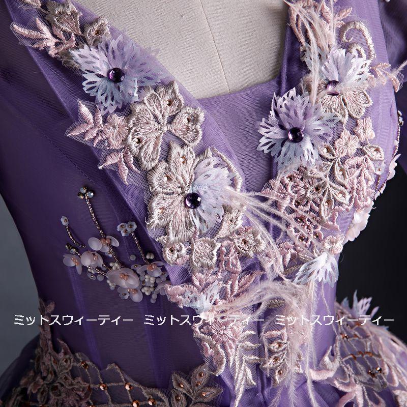 カラードレス 舞台衣装 ロングドレス 演奏会用ドレス パープル 紫 発表