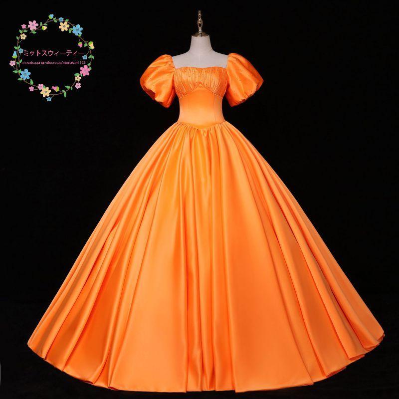 カラードレス 演奏会 グリーン レッド イー オレンジ ブラウン パープル ピンク サテン 半袖 Aラインドレス 発表会 コンサート 大人 コンクール シンプル カラードレス 演奏会 グリーン レッド イエロー オレンジ ブラウン