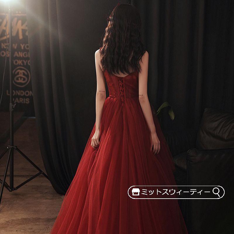 花嫁 ロングドレス カラードレス チュール ノースリーブ バイオリン