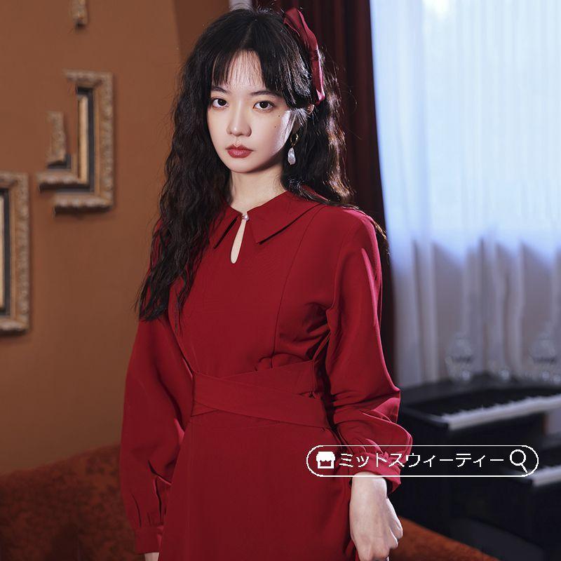 パーティードレス ミモレ丈ワンピース 長袖 赤 レッド 披露宴 発表会 フォマールドレス 秋冬 イベント 謝恩会 食事会 お呼ばれ 同窓会 無地 Xxs Xl 大きいサイズ Cd1510 ミットスウィーティー 通販 Yahoo ショッピング