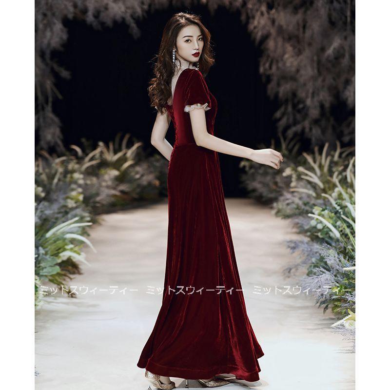 花嫁 ロングドレス カラードレス ベルベット 半袖 バイオリン 花嫁 ロングドレス カラードレス ベルベット 半袖 バイオリン