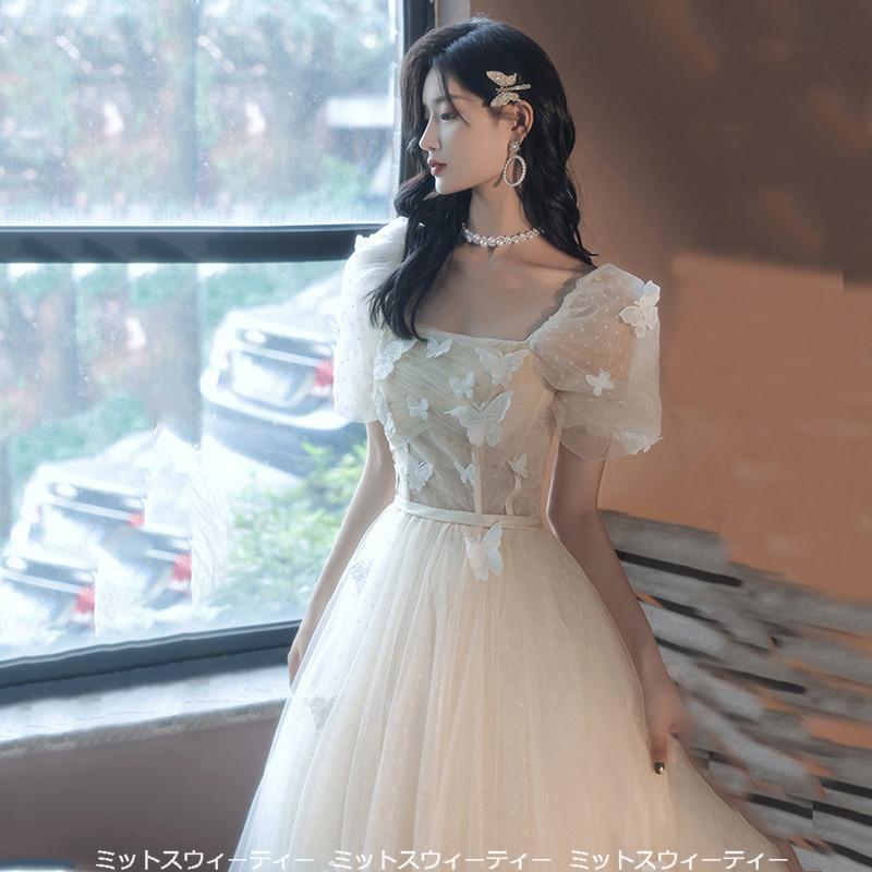 パーティードレス ロングドレス シャンパン オフショルダー 蝶 カラードレス 披露宴 発表会 演奏会 結婚式 花嫁 大人 中高生 コンクール コンサート ステージ｜missswteet1122｜02