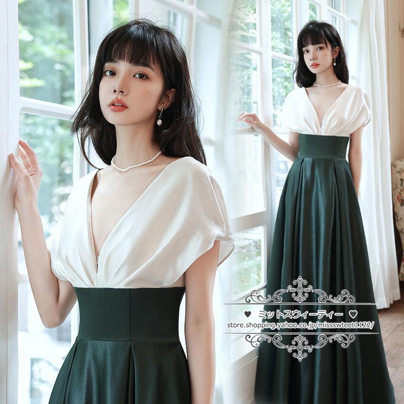 カラードレス カクテルドレス ロングドレス パーティードレス 発表会 演奏会 ステージドレス コンクール イブニングドレス 切り替え グリーン 卒業式 Cd1719 ミットスウィーティー 通販 Yahoo ショッピング
