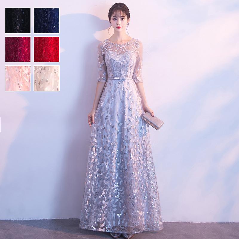 カラードレス カクテルドレス 編み上げ 5分袖 ロングドレス パーティードレス 発表会 演奏会 ステージ コンクール イブニングドレス フォマール カラードレス カクテルドレス 編み上げ 5分袖 ロングドレス パーティー