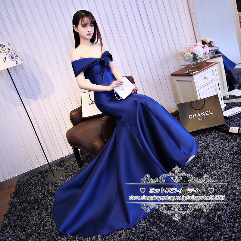 カラードレス ブルー レッド シャンパン マーメイドラインドレス