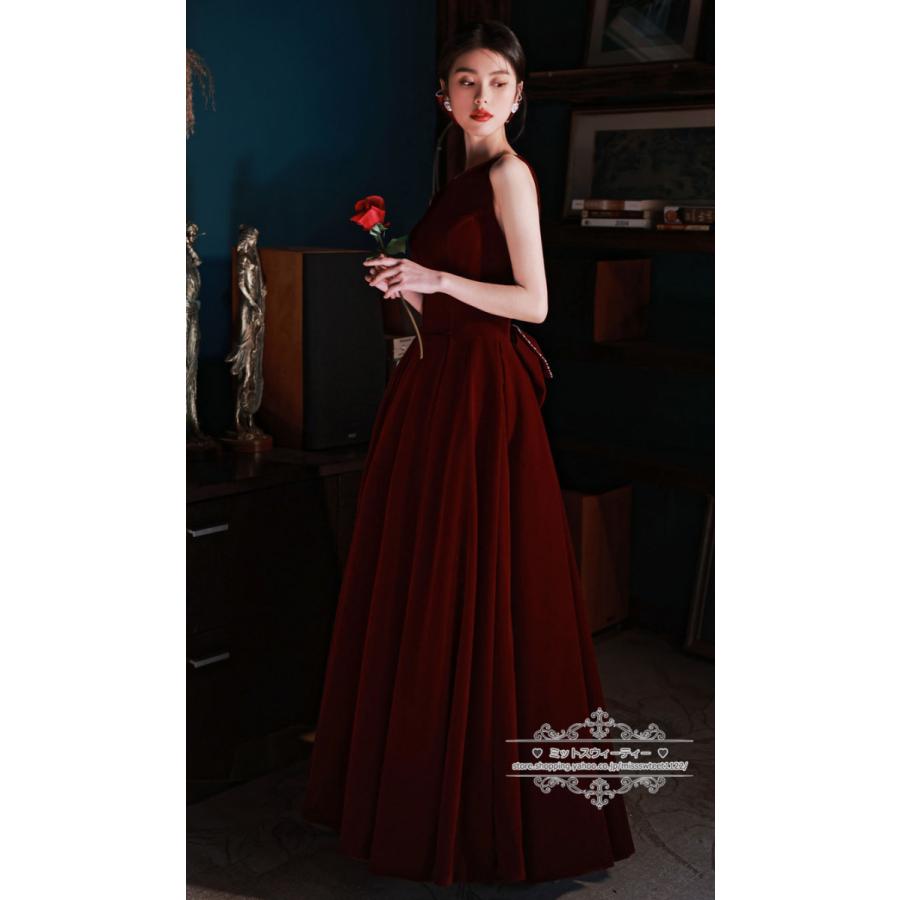 カラードレス ベルベット ロングドレス パーティードレス 発表会 演奏