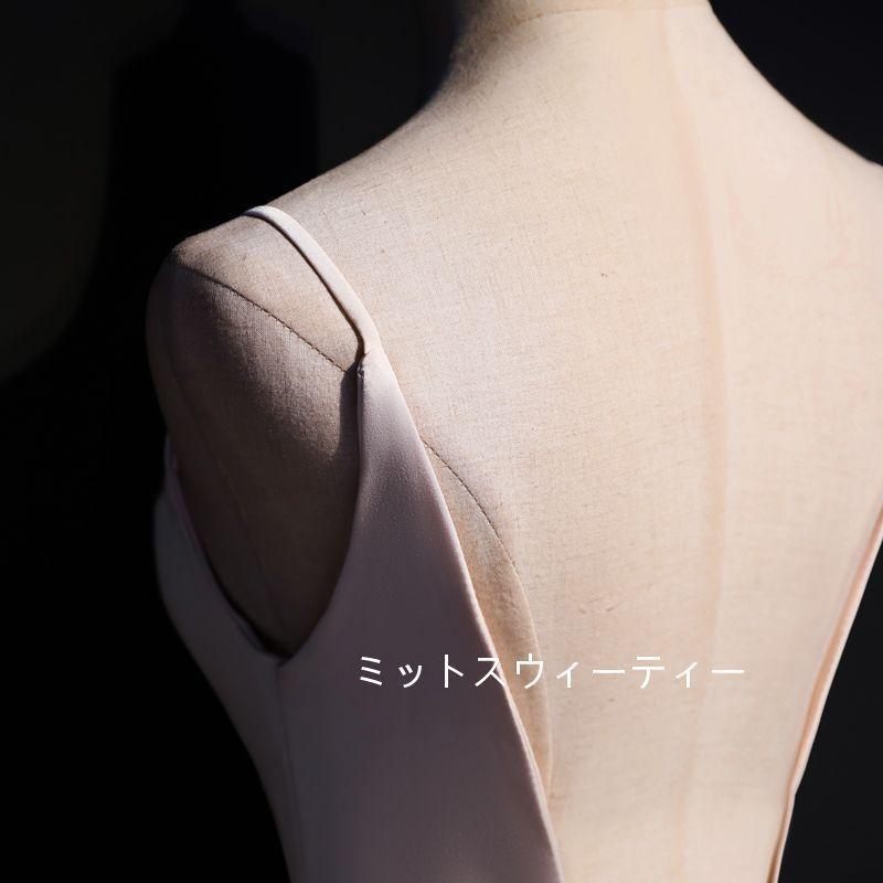 カラードレス 二次会 安い ウエディングドレス 肌色 シャンパン 結婚式 披露宴 フォーマルドレス 演奏会 カクテルドレス 発表会 aライン ブライズメイドドレス_3