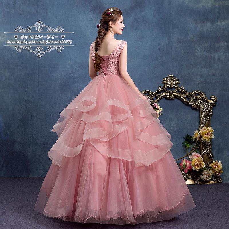 カラードレス ロングドレス 演奏会 イベント 花嫁 プリンセスライン