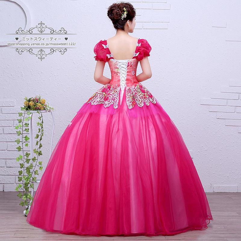 カラードレス ローズピンク スイカレッド ロングドレス 演奏会