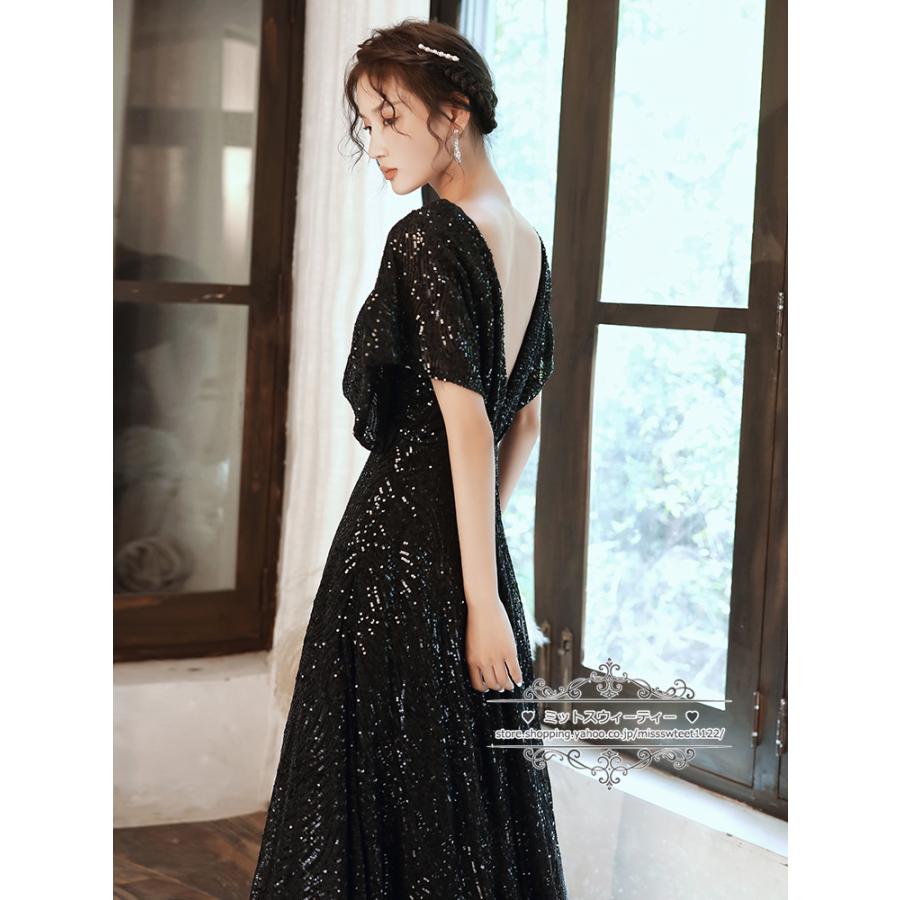 イブニングドレス　パーティードレス　スパンコール　カラーブラック　サイズⅯ イブニングドレス パーティードレス スパンコール カラーブラック