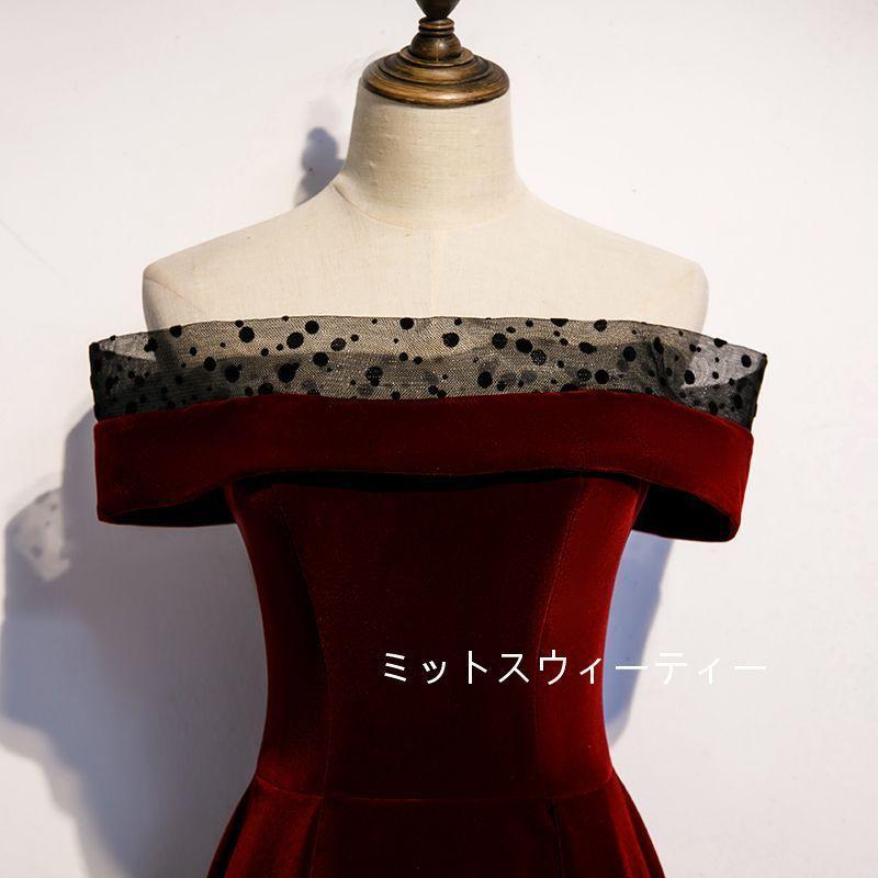 Ａラインドレス セレモニー ロング オフショルダー カラードレス 結婚式 イブニングドレス 二次会 披露宴 フォーマル 発表会 長袖 秋冬 パーティードレス 前撮り_2
