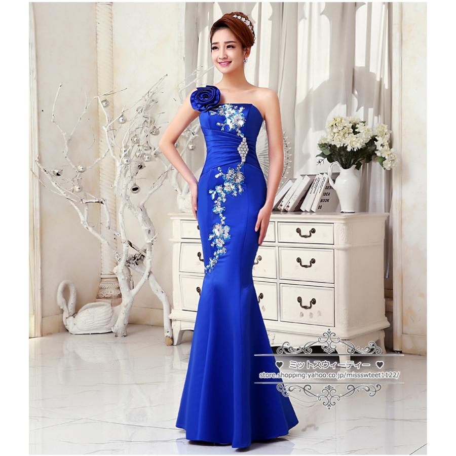 マーメイド　ドレス カラードレス レンタル 7号-9号 マーメイドライン 水色 7312