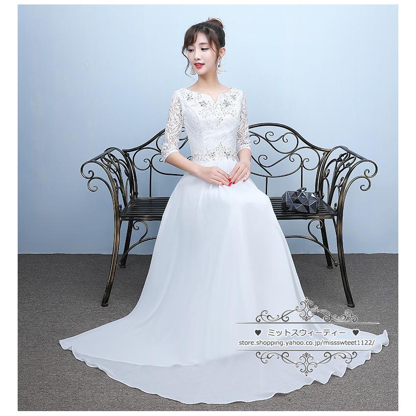 6色 カラードレス ロングドレス 袖あり シフォン 演奏会 発表会