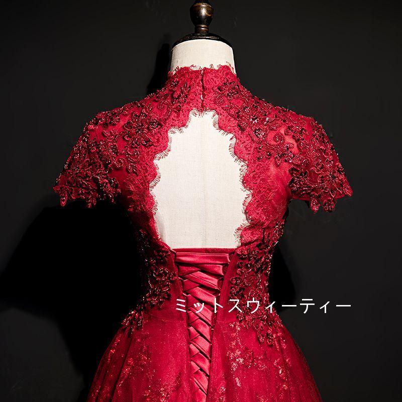 Ａラインドレス ロング カラードレス カクテルドレス 演奏会 結婚式 イブニングドレス 二次会 披露宴 フォーマルドレス 発表会 ウエディングドレス 深いVネック_4