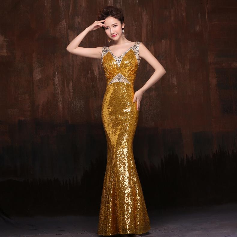 カラードレス パーティードレス スパンコール ノースリーブ